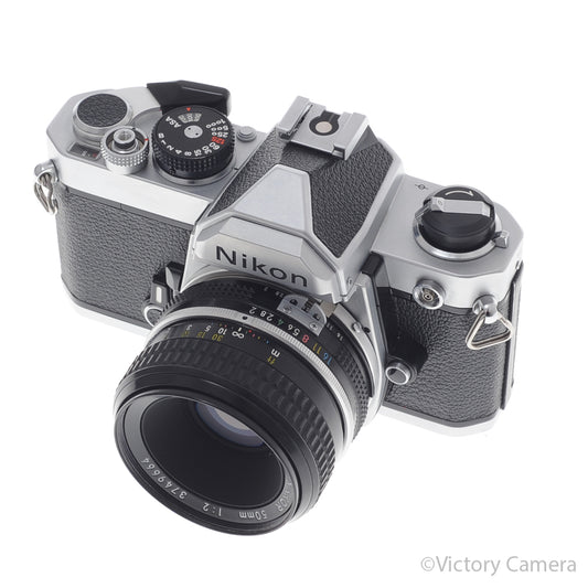 Nikon FM Chrome 35mm Film Camera w/ 50mm f2 AI Lens [EXC+] image 2