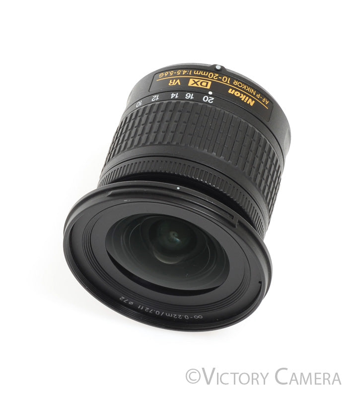 Nikon AF-P Nikkor 10-20mm f4.5-5.6 G VR DX Wide Angle Zoom Lens w/ Shade -Clean- - Victory Camera