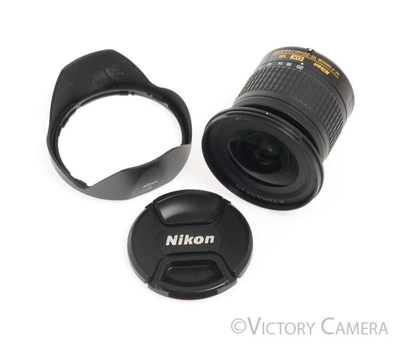 Nikon AF-P Nikkor 10-20mm f4.5-5.6 G VR DX Wide Angle Zoom Lens w/ Shade -Clean- - Victory Camera