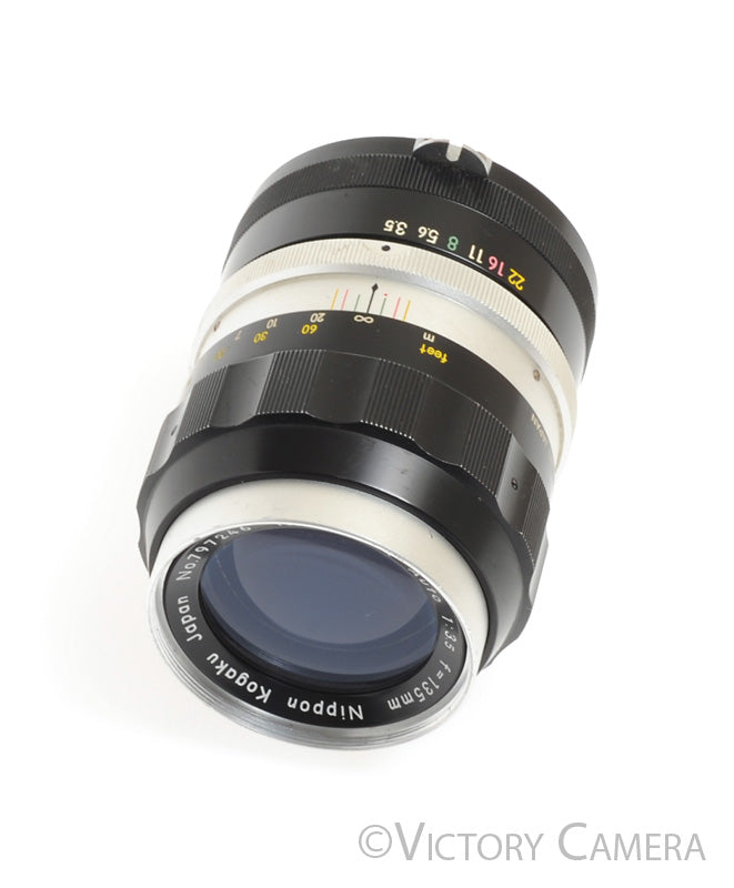Nikor Nikkor-Q Auto 13.5cm 135mm f3.5 Non-AI Telephoto Lens w/ Shade [EXC] - Victory Camera
