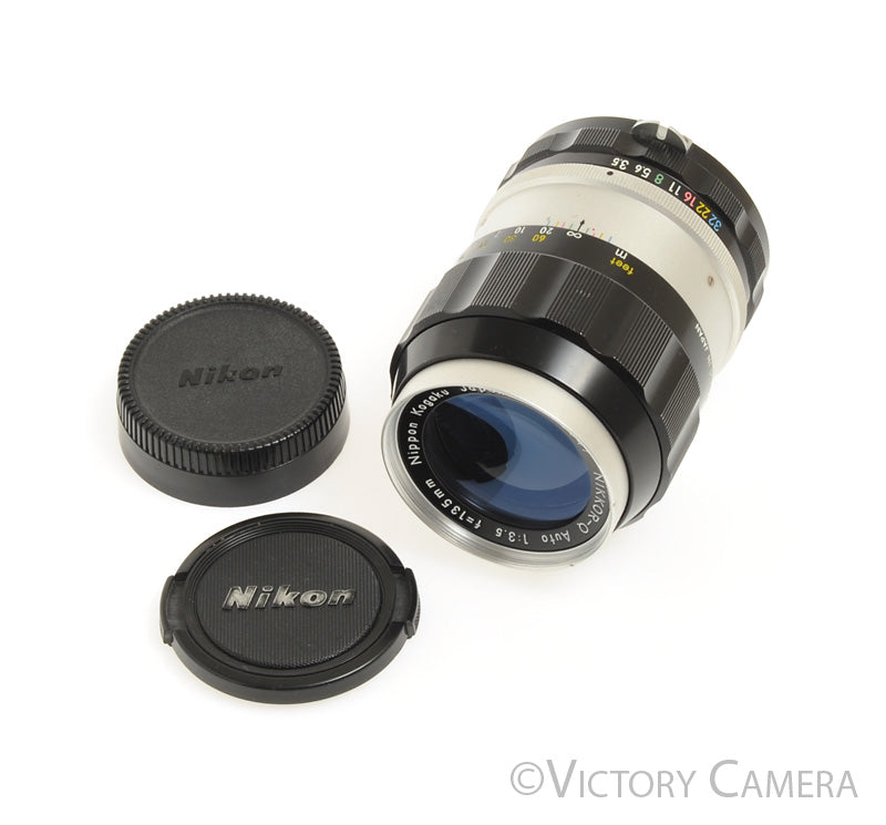 Nikor Nikkor-Q Auto 13.5cm 135mm f3.5 Non-AI Telephoto Lens w/ Case  [EXC+] - Victory Camera