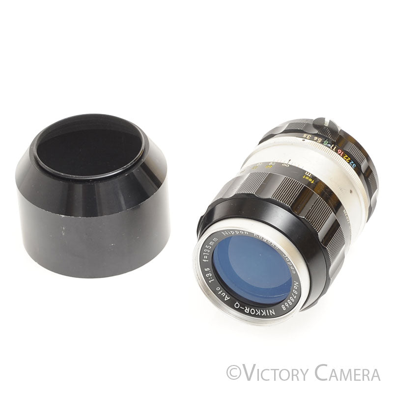 Nikor Nikkor-Q Auto 13.5cm 135mm f3.5 Non-AI Telephoto Lens -Haze- [GOOD] - Victory Camera