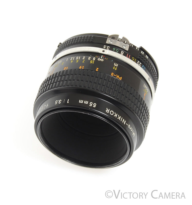 Nikon Micro-Nikkor 55mm F3.5 AI Manual Focus Macro Lens w/ Shade -Clean- - Victory Camera