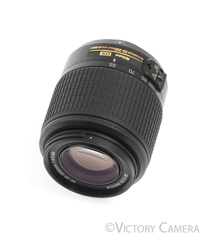 Nikon AF-S Nikkor 55-200mm f4-5.6 G ED DX VR Telephoto Zoom Lens -Clean w/ Shade - Victory Camera