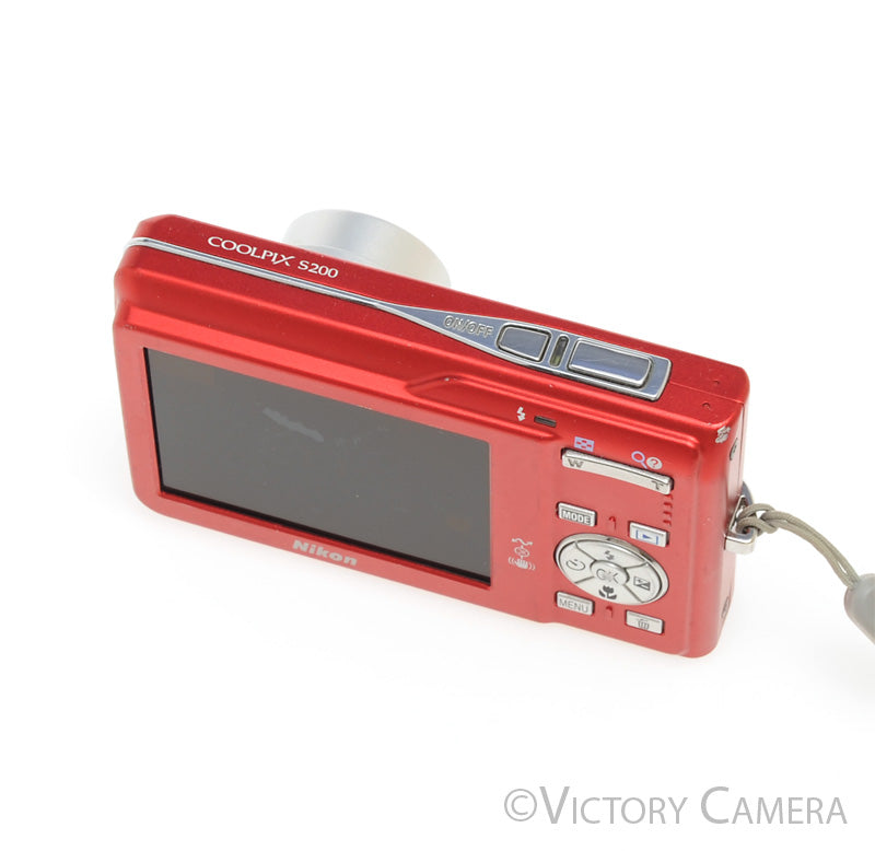 Nikon CoolPix S200 Red 7.1MP Digital Point &amp; Shoot Camera [EXC] - Victory Camera