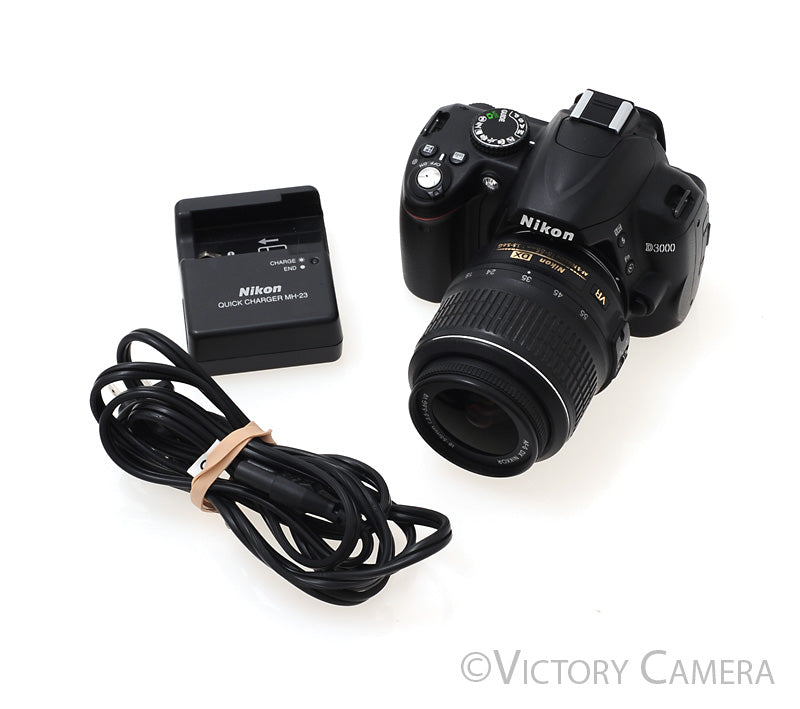 Nikon D3000 Digital SLR Camera Body w/ 18-55mm AF-S Lens ~2,848 Shots [EXC] - Victory Camera