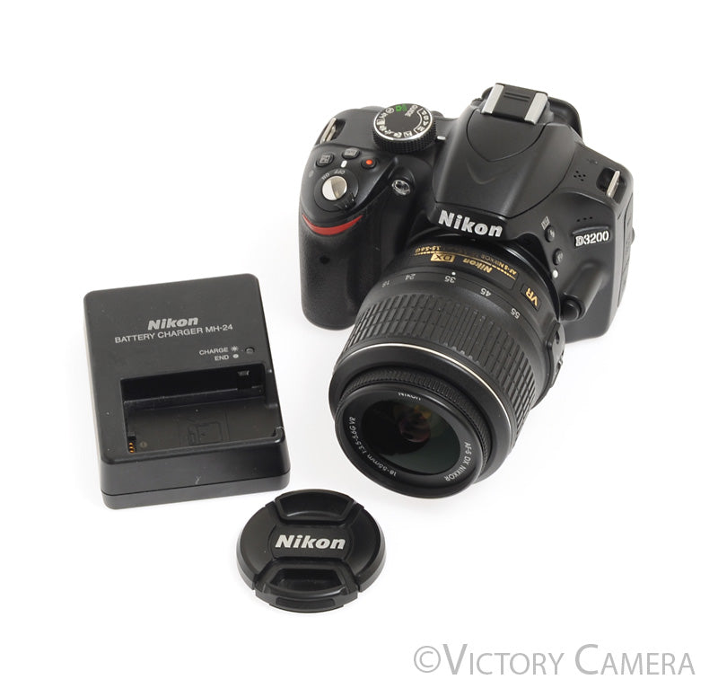 Nikon D3200 Digital SLR Camera Body w/ 18-55mm AF-S Lens -Low Shutter Count - Victory Camera