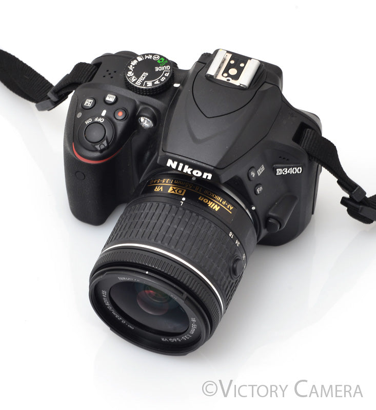 Nikon D3400 Digital SLR Camera Body 24.2mp w/ 18-55mm Lens ~155Shots [EXC+] - Victory Camera