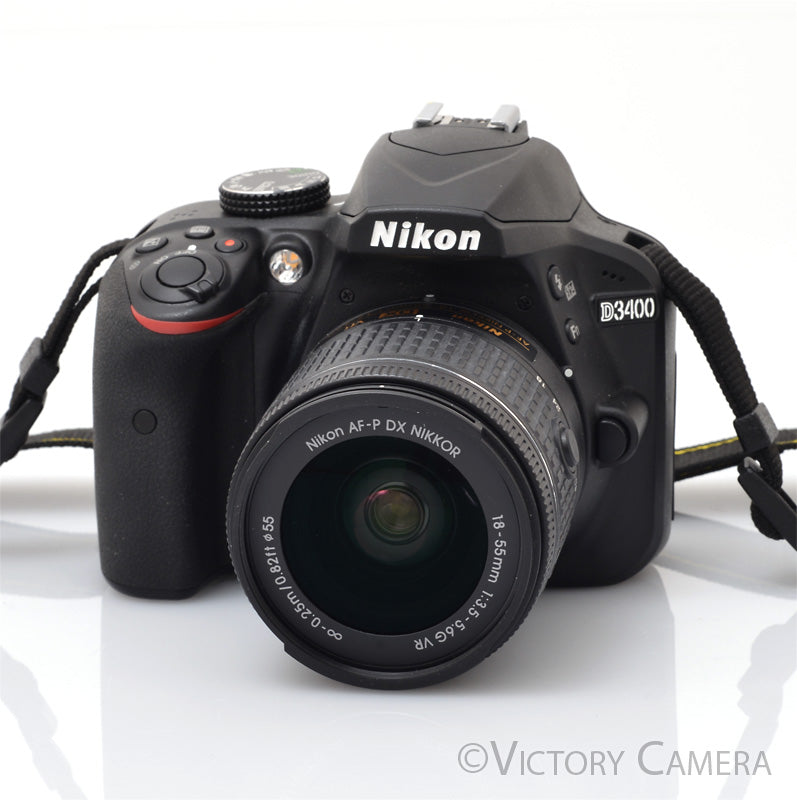 Nikon D3400 Digital SLR Camera Body 24.2mp w/ 18-55mm Lens ~155Shots [EXC+] - Victory Camera