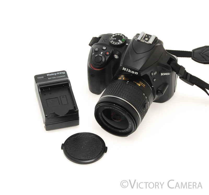 Nikon D3400 Digital SLR Camera Body 24.2mp w/ 18-55mm Lens ~2000 Shots [EXC+] - Victory Camera