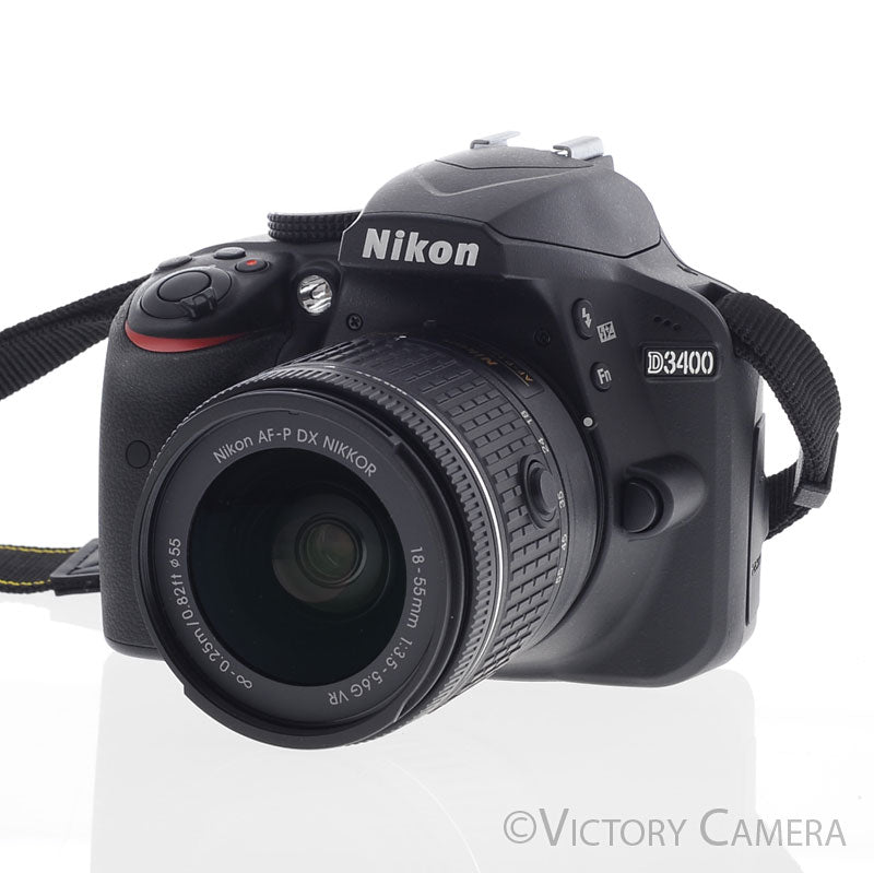 Nikon D3400 Digital SLR Camera Body 24.2mp w/ 18-55mm Lens ~250 Shots [MINT-] - Victory Camera
