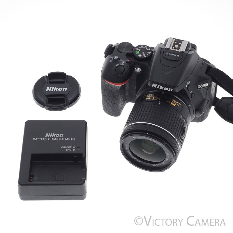 Nikon D5600 24.2MP Digital SLR Camera w/ 18-55mm Zoom Lens [EXC+] - Victory Camera