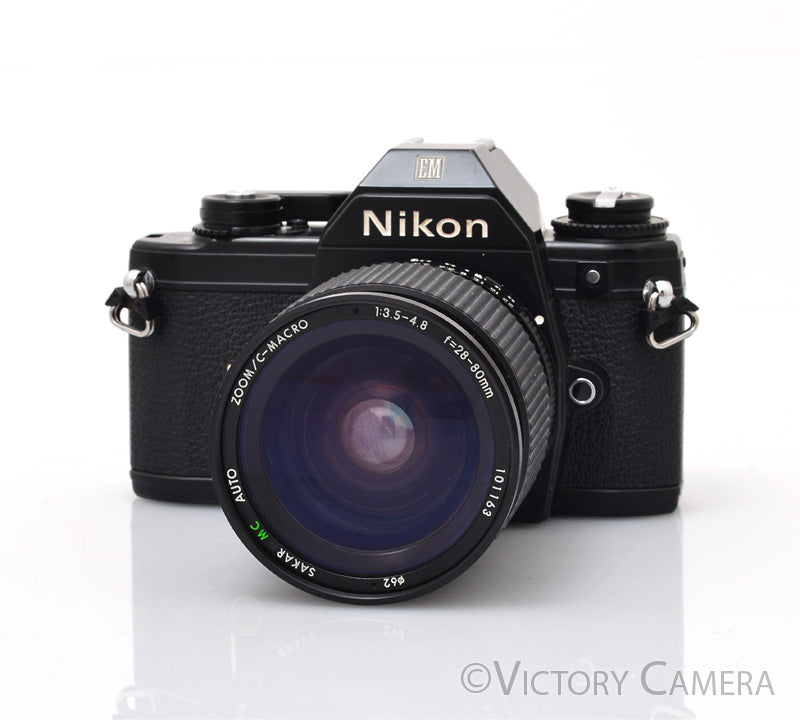 Nikon EM Black 35mm Film Camera with 28-80mm Zoom Lens [EXC] - Victory Camera