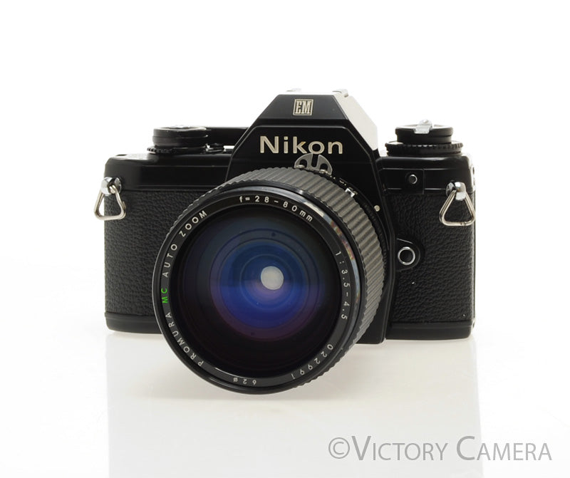 Nikon EM Black 35mm Film Camera with 28-80mm Zoom Lens [EXC] - Victory Camera