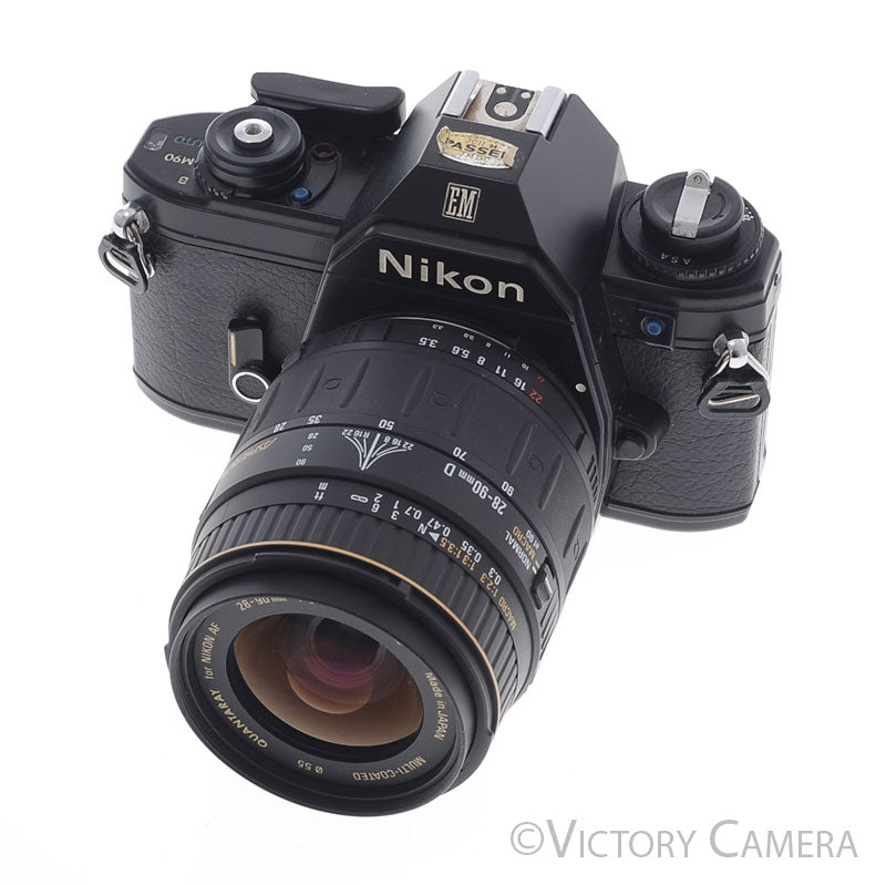 Nikon EM Black 35mm Film Camera w/ 28-90mm Zoom Lens [EXC+] - Victory Camera