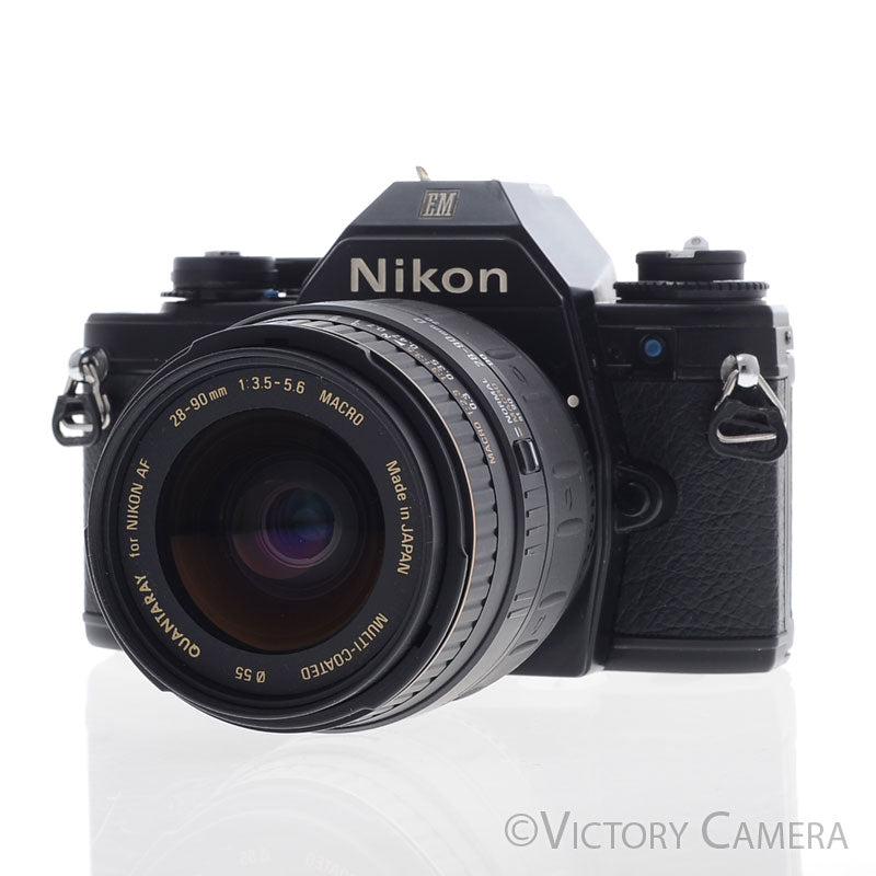 Nikon EM Black 35mm Film Camera w/ 28-90mm Zoom Lens [EXC+] - Victory Camera