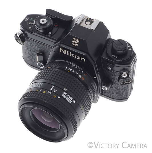 Nikon EM Black 35mm Film Camera w/ 35-80mm Zoom Lens [EXC+] - Victory Camera