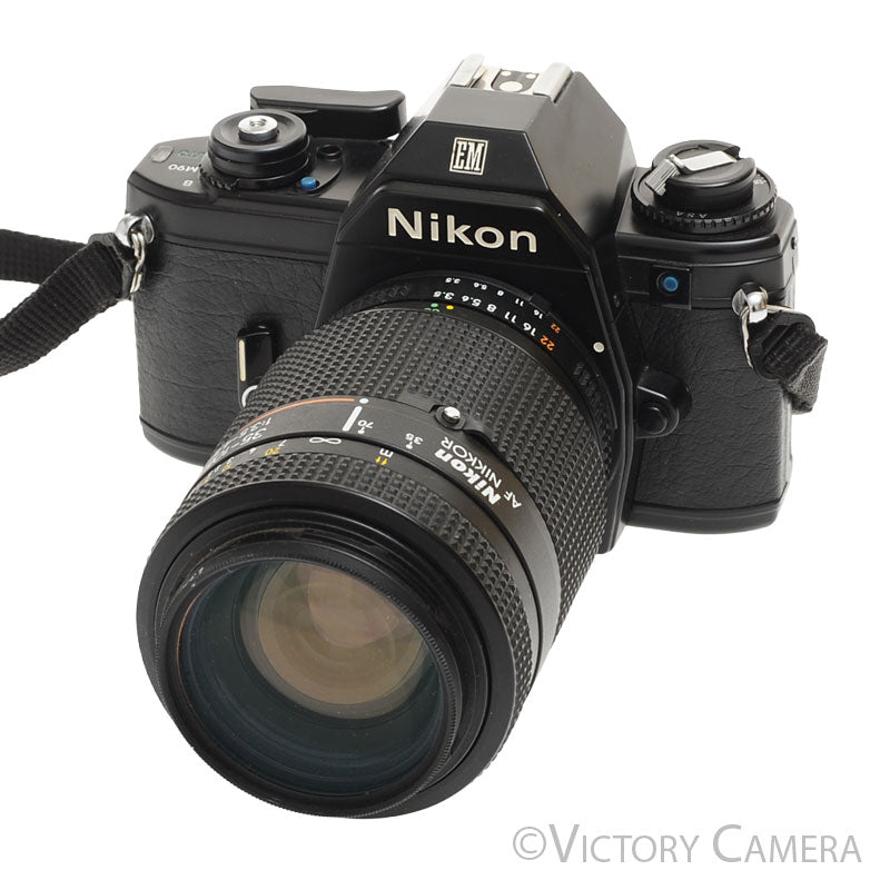 Nikon EM Black 35mm Film Camera w/ 35-105mm Zoom Lens [EXC+] - Victory Camera