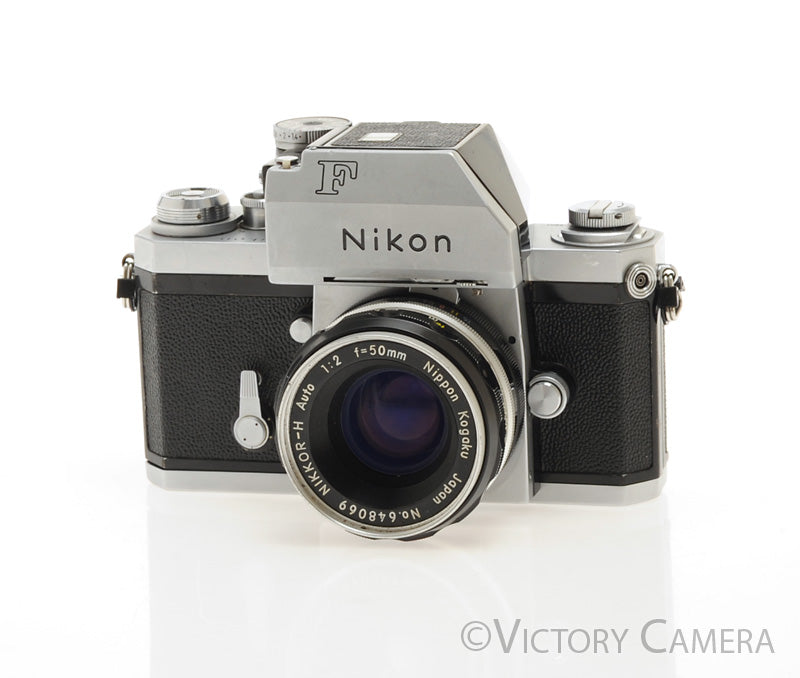 Nikon F Chrome 35mm Camera Body w/ Photomic Prism &amp; 50mm f2 Lens [EXC] - Victory Camera
