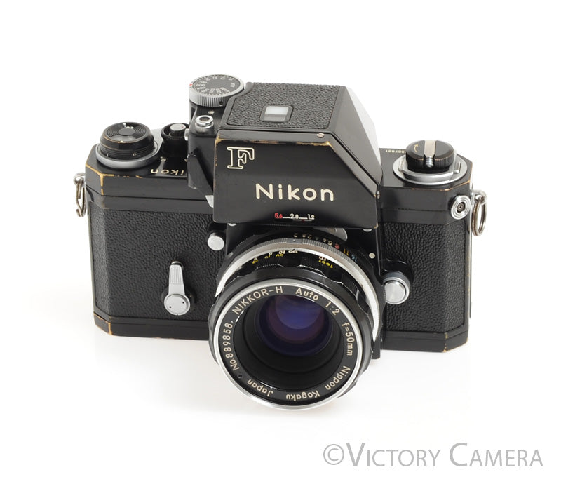 Nikon F Black Camera Body w/ FTN Photomic Prism &amp; 50mm f2 Lens -Nice- - Victory Camera