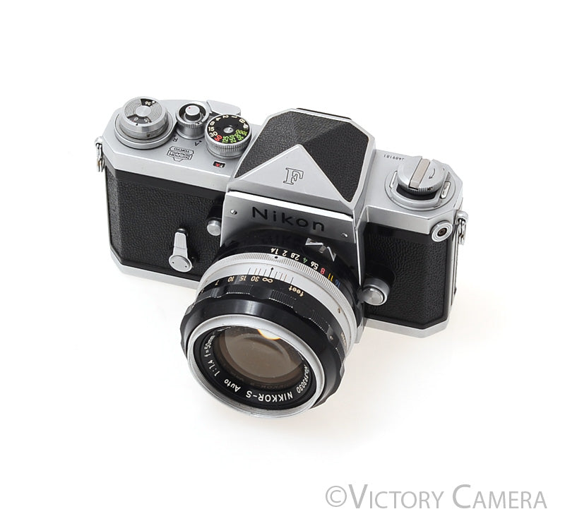 Nikon F Chrome 35mm Camera + 50mm f1.4 Lens Eye Level Finder [EXC] - Victory Camera