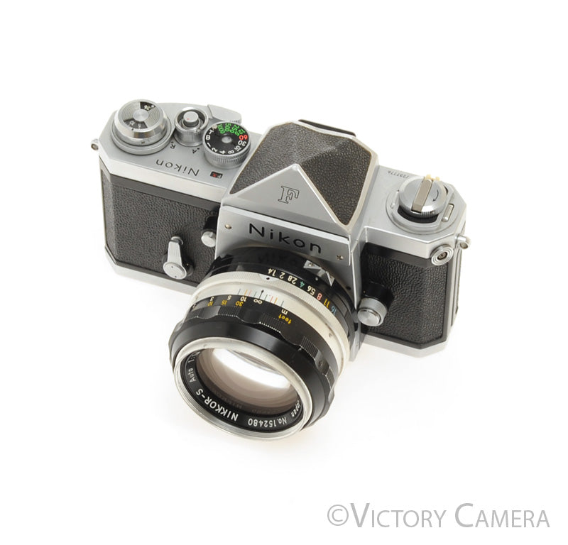 Nikon F Chrome 35mm SLR Camera w/ 50mm f1.4 Lens, Eye Level Finder [EXC] - Victory Camera