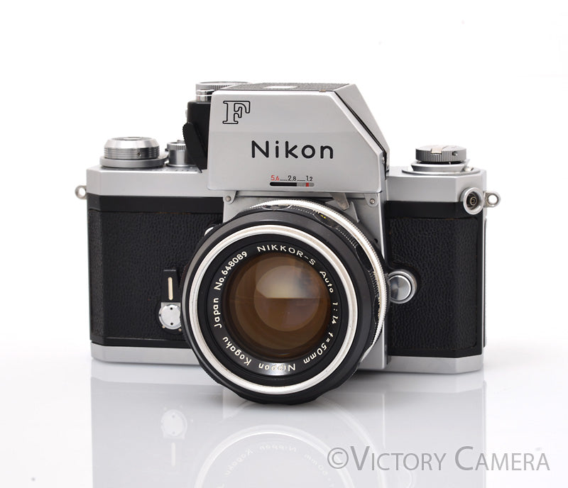 Nikon F Chrome 35mm SLR Camera w/ 50mm f1.4 Lens, Chrome Prism Finder [EXC]
