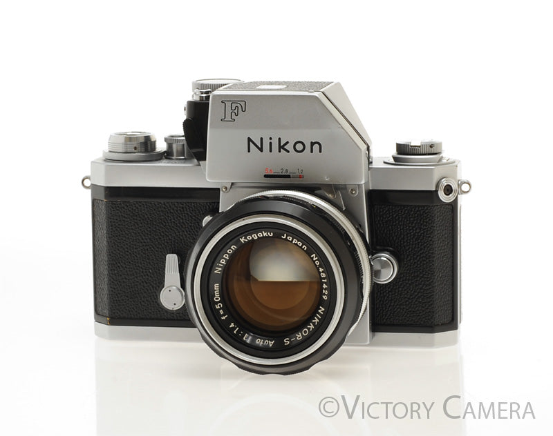 Nikon F Chrome 35mm SLR Camera w/ 50mm f1.4 Lens, Chrome Prism Finder [EXC] - Victory Camera