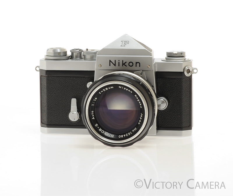 Nikon F Chrome 35mm SLR Camera w/ 50mm f1.4 Lens, Eye Level Finder [EXC] - Victory Camera
