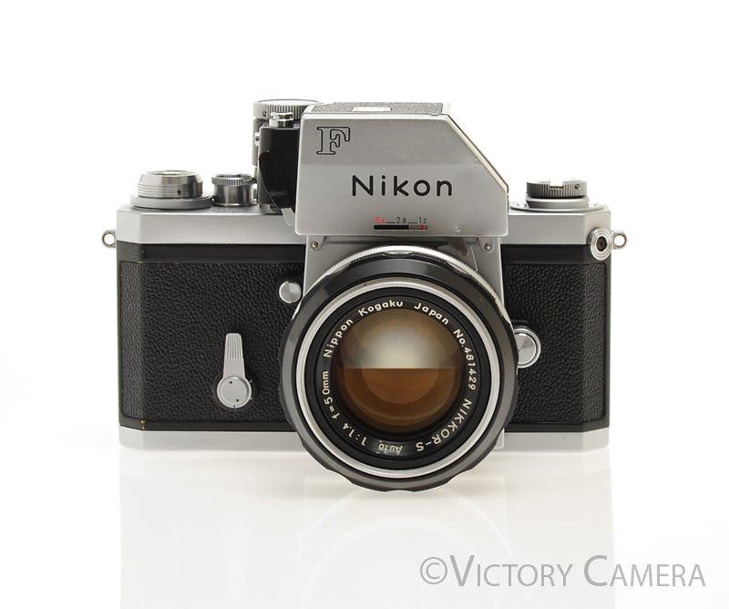 Nikon F Chrome 35mm SLR Camera w/ 50mm f1.4 Lens, Chrome Prism Finder [EXC] - Victory Camera