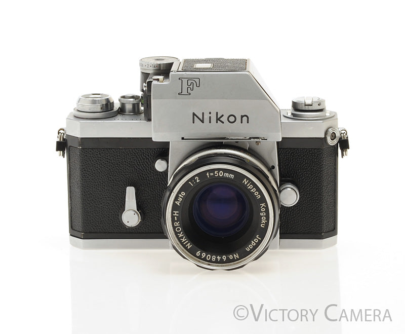 Nikon F Chrome 35mm Camera Body w/ Photomic Prism &amp; 50mm f2 Lens [EXC] - Victory Camera