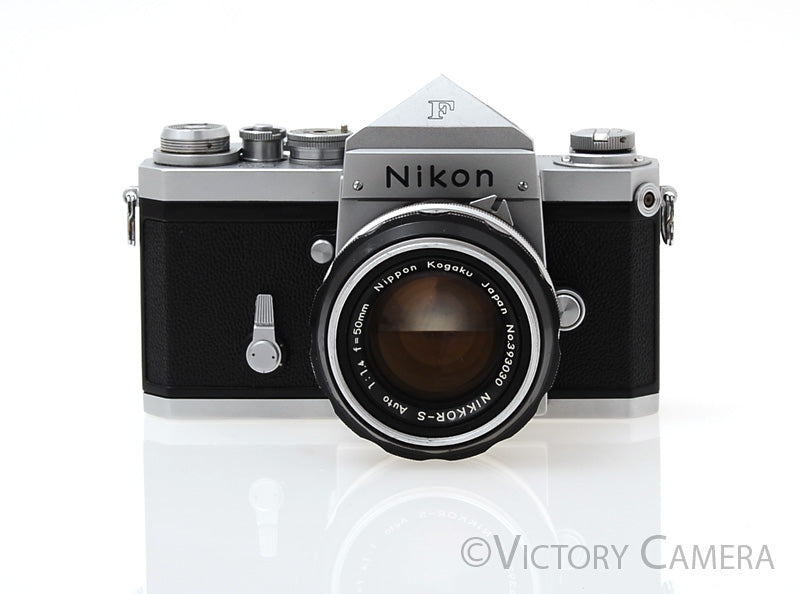 Nikon F Chrome 35mm Camera + 50mm f1.4 Lens Eye Level Finder [EXC] - Victory Camera