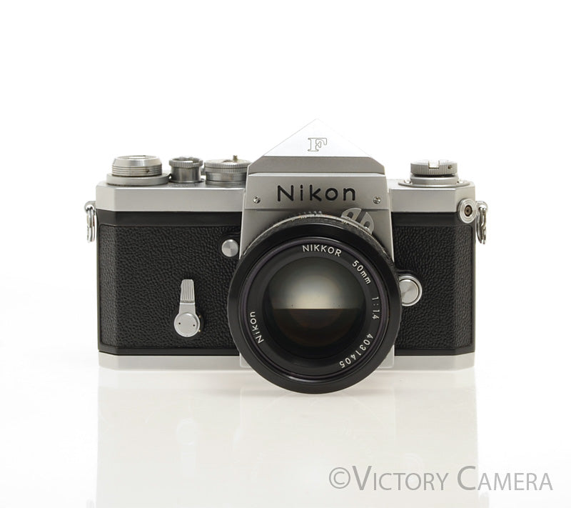 Nikon F Chrome 35mm SLR Camera w/ 50mm f1.4 Lens, Eye Level Finder [EXC+] - Victory Camera