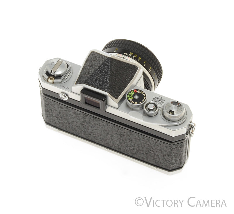 Nikon F Chrome 35mm SLR Camera w/ 50mm f1.4 Lens, Eye Level Finder [EXC+] - Victory Camera