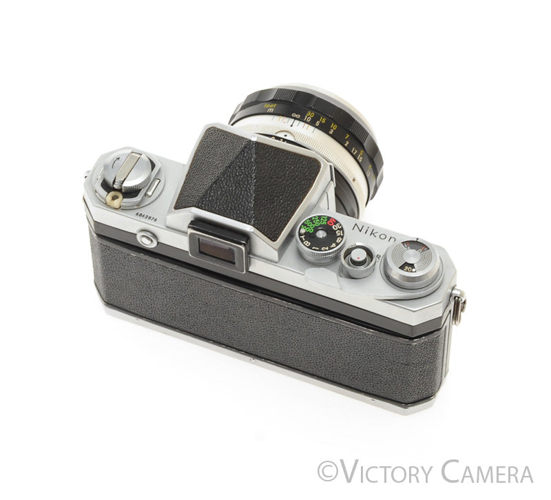 Nikon F Chrome 35mm SLR Camera w/ 50mm f1.4 Lens, Eye Level Finder [EXC]