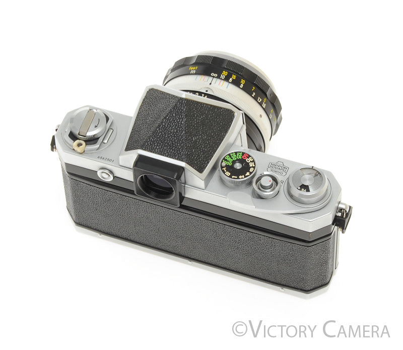 Nikon F Chrome 35mm Camera + 50mm f1.4 Lens Eye Level Finder + Case [EXC-] - Victory Camera