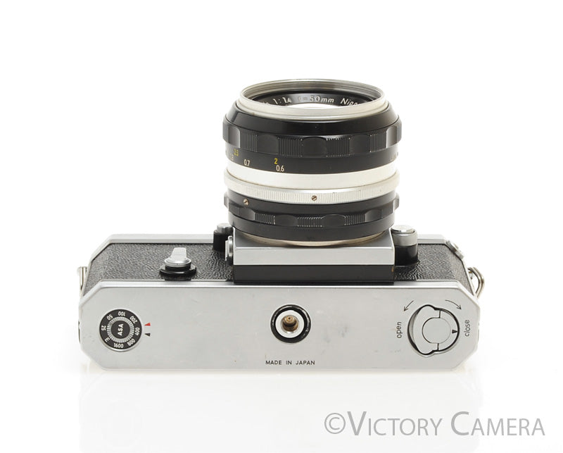 Nikon F Chrome 35mm SLR Camera w/ 50mm f1.4 Lens, Eye Level Finder [EXC]