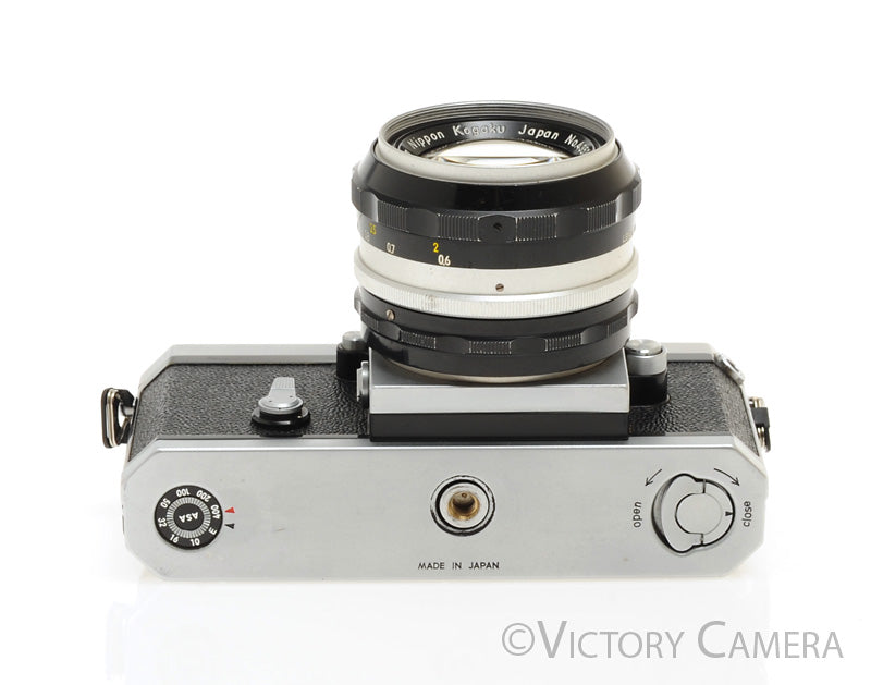 Nikon F Chrome 35mm Camera + 50mm f1.4 Lens Eye Level Finder + Case [EXC-] - Victory Camera