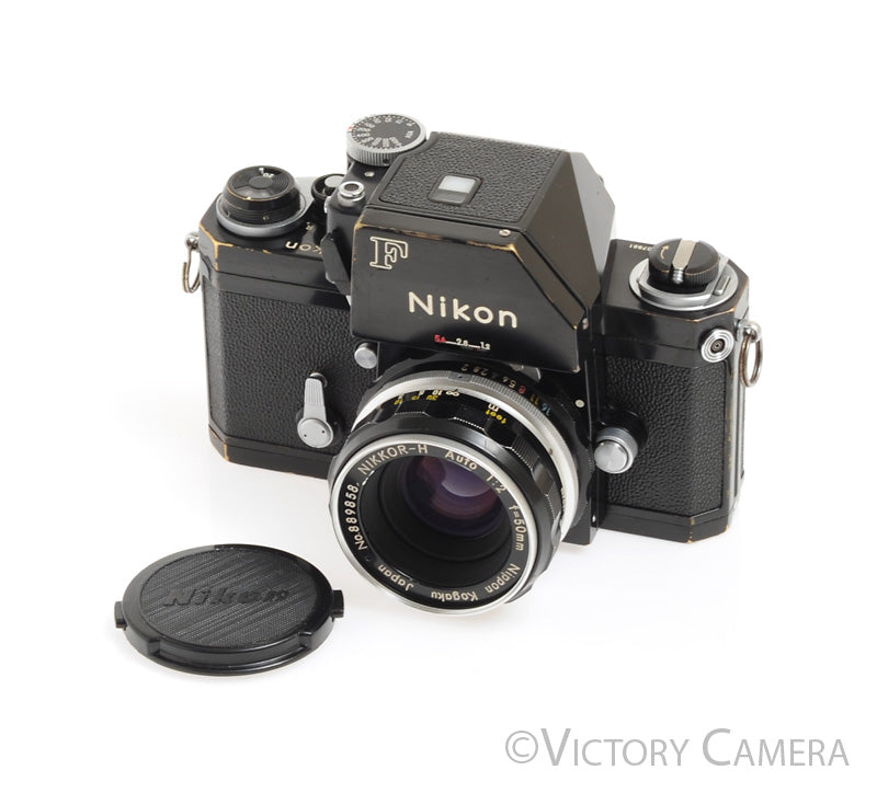 Nikon F Black Camera Body w/ FTN Photomic Prism &amp; 50mm f2 Lens -Nice-