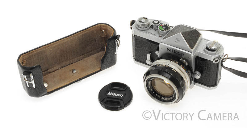 Nikon F Chrome 35mm SLR Camera w/ 50mm f1.4 Lens, Eye Level Finder [EXC+]