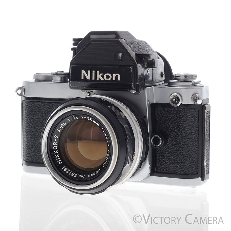 Nikon F2 Chrome 35mm Camera Body w/ DP-2 Prism + 50mm f1.4 Lens [EXC] - Victory Camera