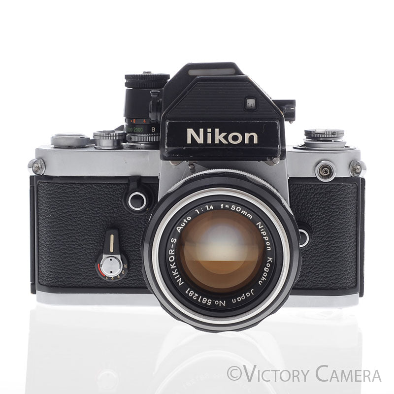 Nikon F2 Chrome 35mm Camera Body w/ DP-2 Prism + 50mm f1.4 Lens [EXC] - Victory Camera