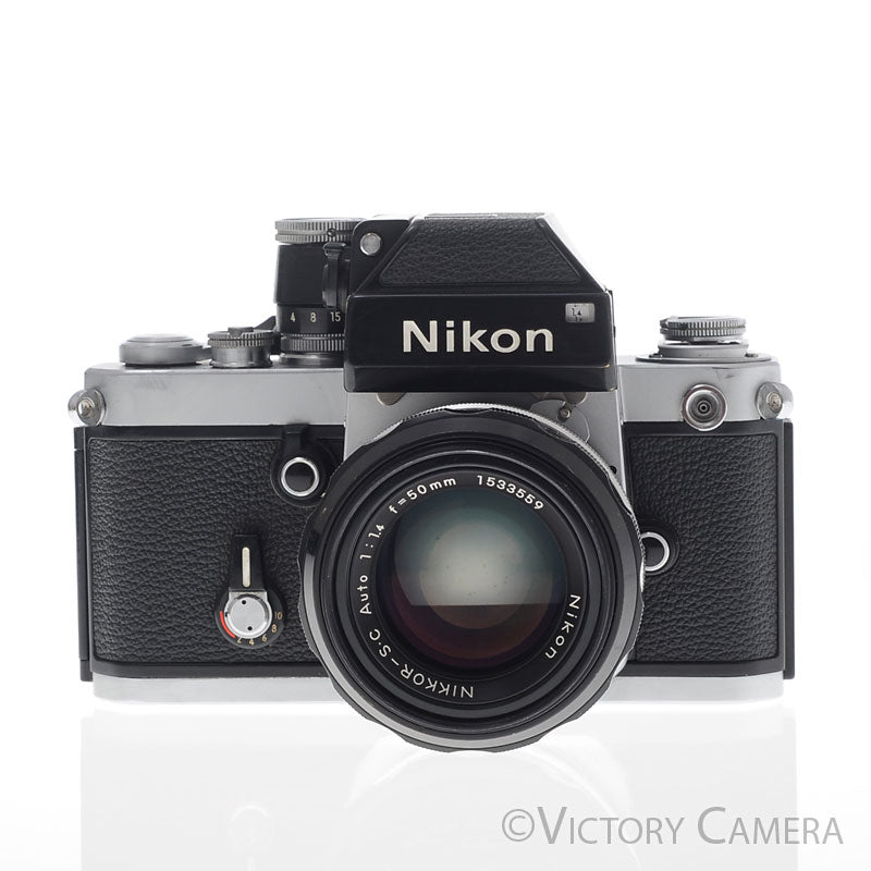 Nikon F2 Chome 35mm Film Camera w/ DP-1 Prism + 50mm f1.4 Lens [EXC] image 1