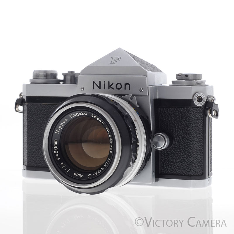 Nikon F Chrome 35mm Camera + 50mm f1.4 Lens Eye Level Finder [EXC] - Victory Camera