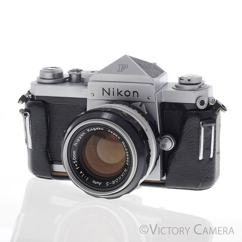 Nikon F Chrome 35mm Camera + 50mm f1.4 Lens Eye Level Finder [EXC] - Victory Camera