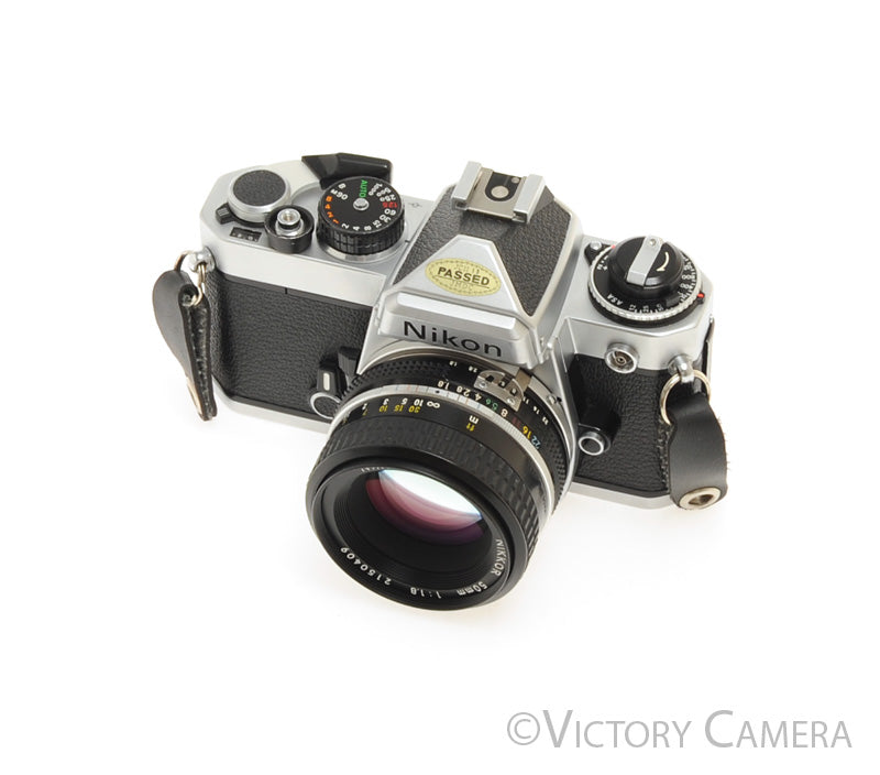 Nikon FE Chrome 35mm Film Camera w/ 50mm f1.8 Lens [EXC] - Victory Camera