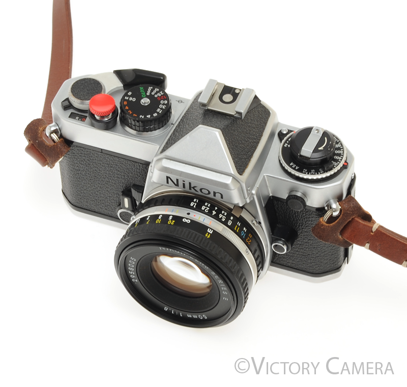 Nikon FE Chrome 35mm Film Camera 50mm F1.8 Lens -New Seals- - Victory Camera