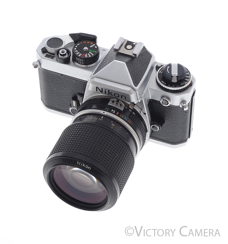 Nikon FE Chrome 35mm Film Camera with 43-86mm f3.5 Zoom Lens [EXC] - Victory Camera