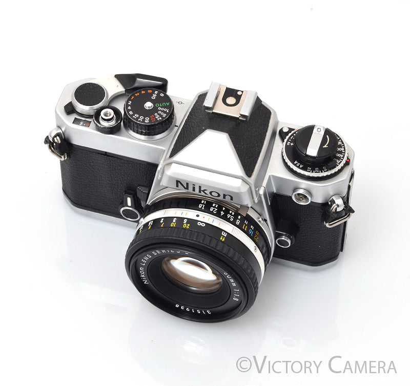 Nikon FE Chrome 35mm Film Camera 50mm F1.8 Lens [EXC]