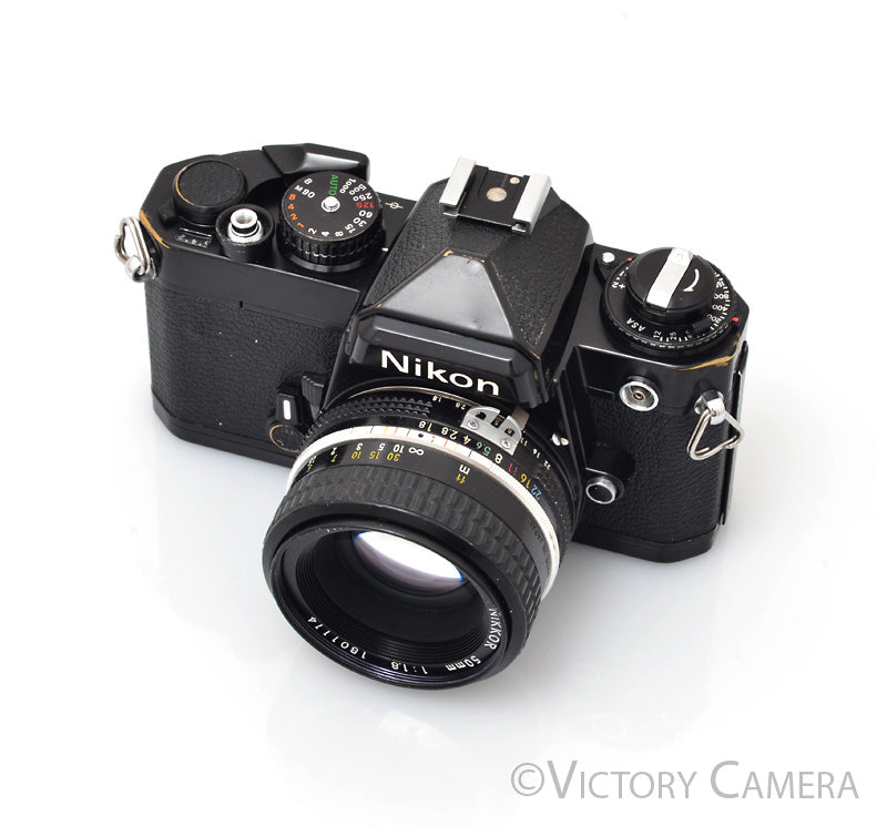 Nikon FE Black 35mm Film Camera with 50mm F1.8 Lens [EXC]